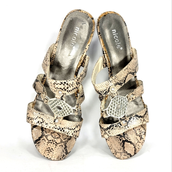 Nicole Olympia Snake Print, Strappy, Open Toe Heeled Sandal. Women's 7M - Picture 5 of 14
